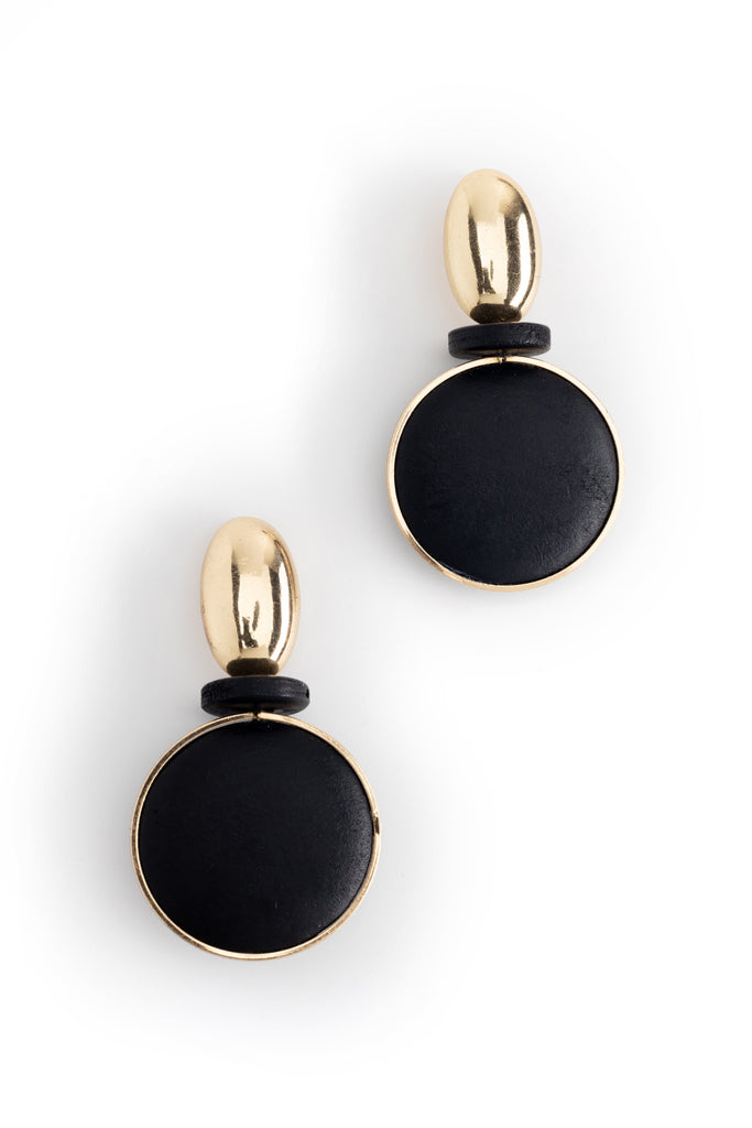 Black Coin Drop Earrings - Nakamol