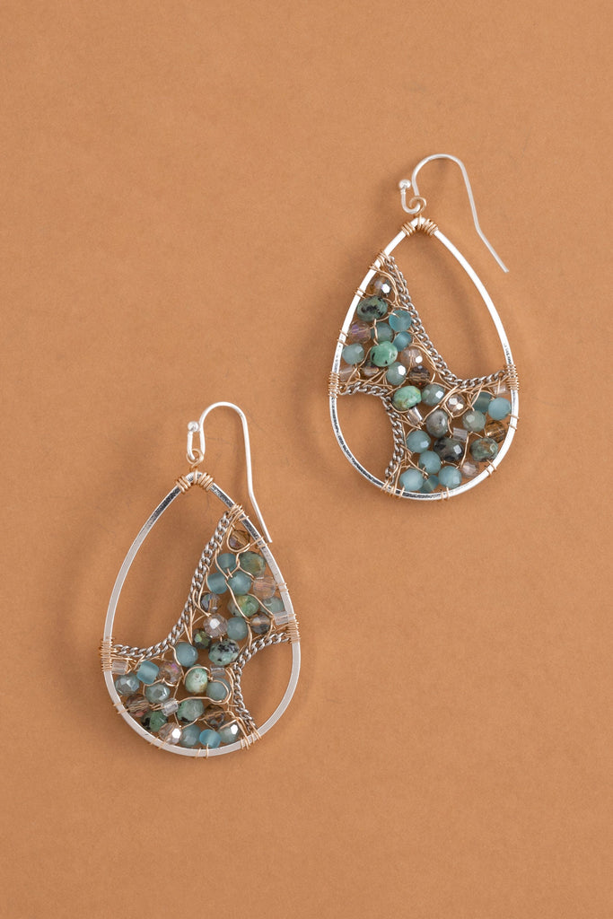 Curves Amazonite Stone Teardrop Earrings - Nakamol