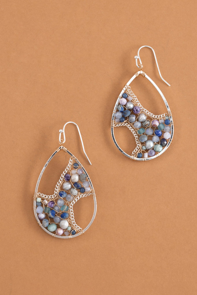 Curves Sodalite Stone Teardrop Earrings - Nakamol