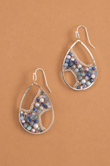 Curves Sodalite Stone Teardrop Earrings - Nakamol