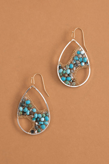 Curves Turquoise Stone Teardrop Earrings - Nakamol