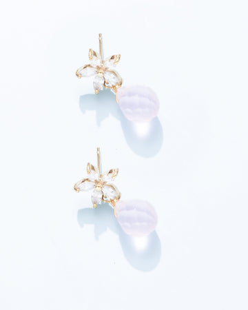 Rose Quartz Minimalist Drop Earrings - Nakamol