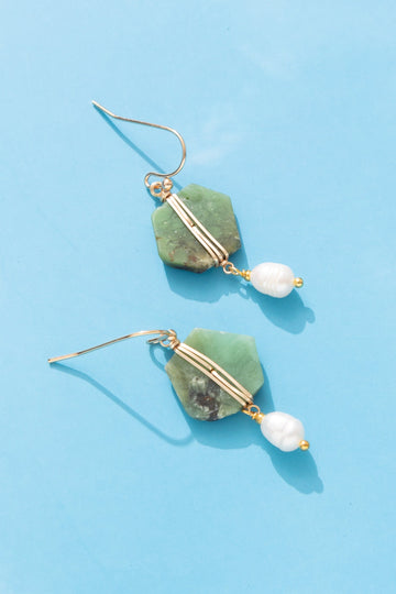 Shades of Teal Geometric Drop Earrings - Nakamol