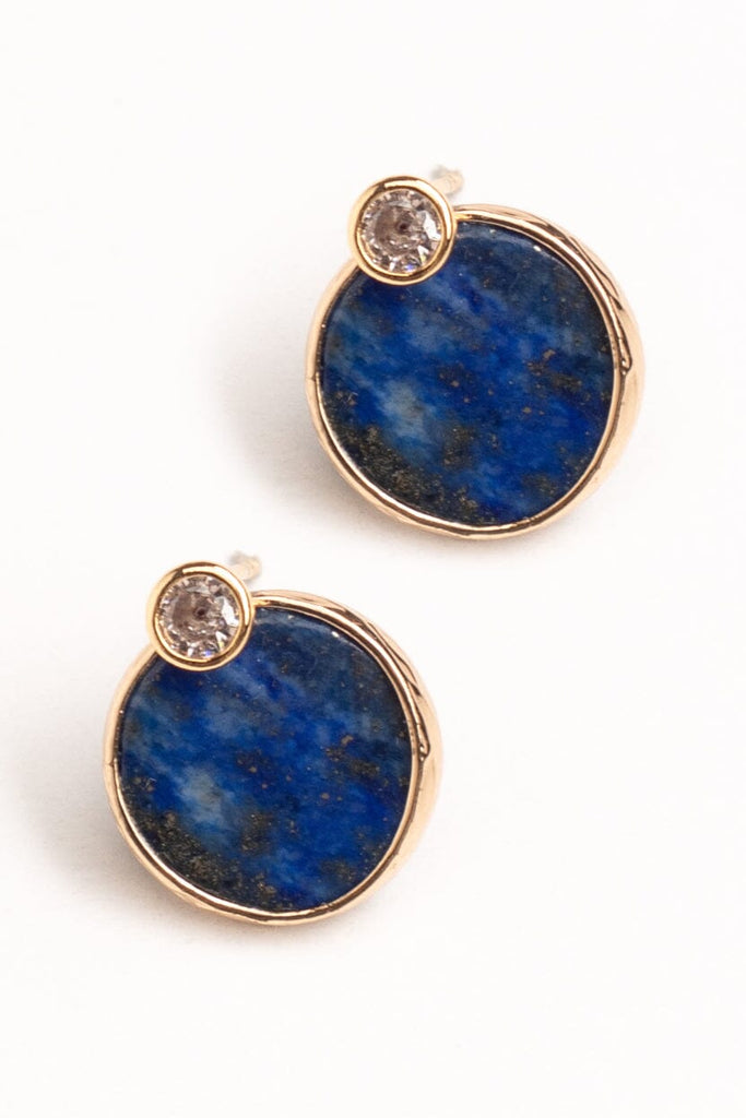 Gold-rimmed Blue Coin Earrings - Nakamol
