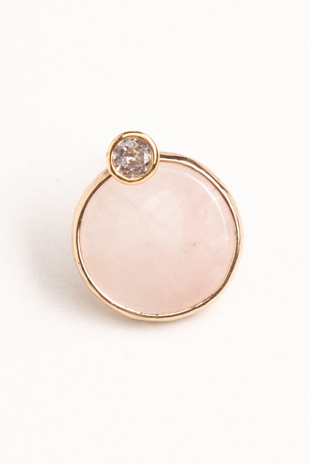 Gold Bezel Rose Quartz Stud Earrings - Nakamol