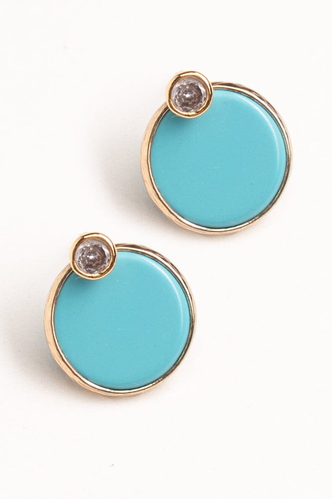 Gold Bezel Turquoise Stud Earrings - Nakamol