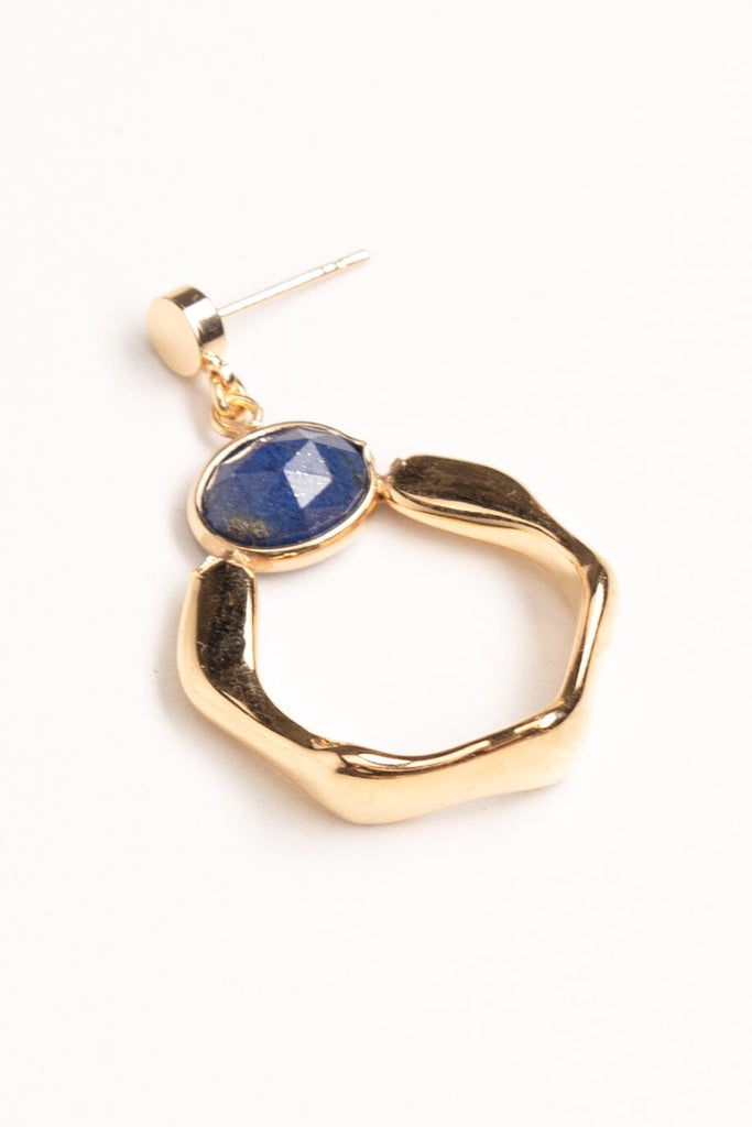 Hexagon Blue Stone Earrings - Nakamol