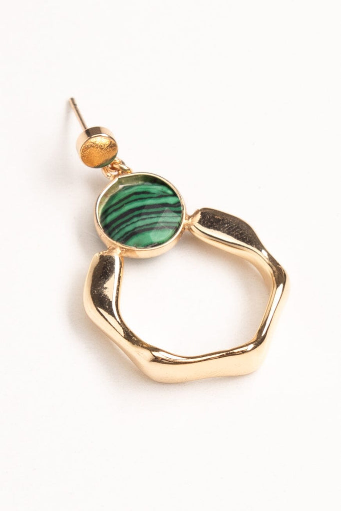 Geometric Green Gold Earrings - Nakamol