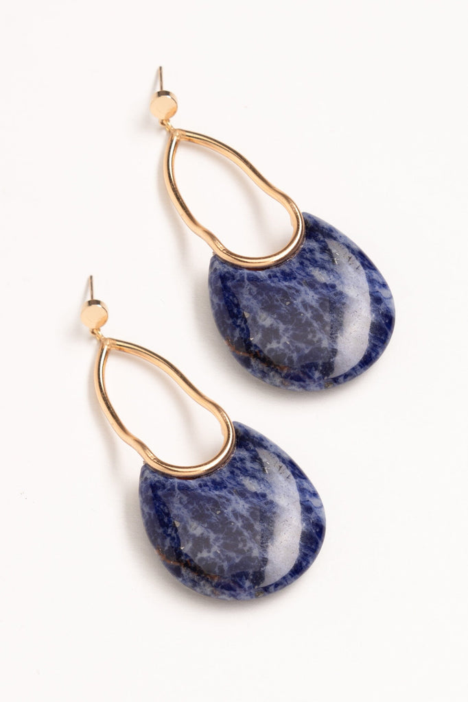 Lapis Lazuli Oval Gold Earrings - Nakamol