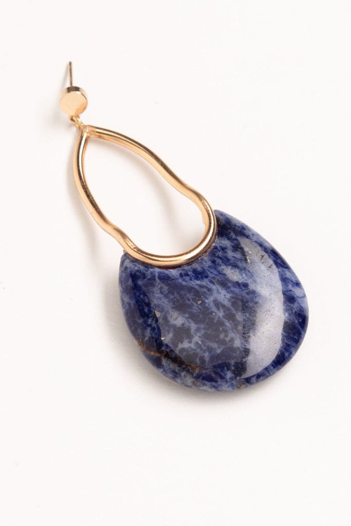 Lapis Lazuli Oval Gold Earrings - Nakamol