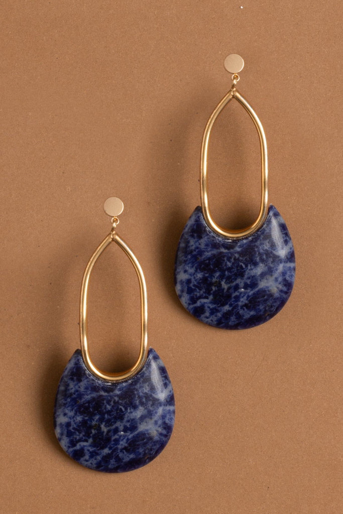 Lapis Lazuli Oval Gold Earrings - Nakamol