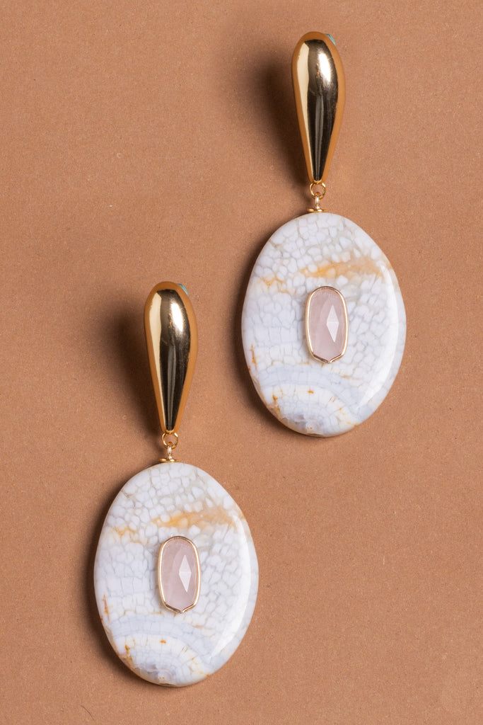 Lunakite Flat Stone Earrings - Nakamol