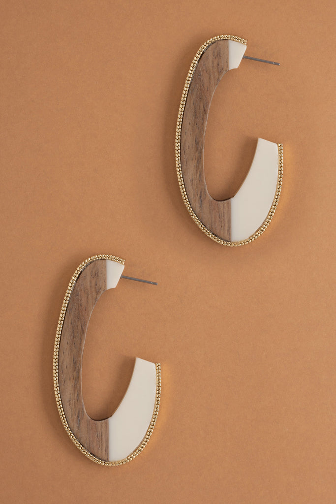 Flat Asymmetrical Brown Creme Earrings - Nakamol
