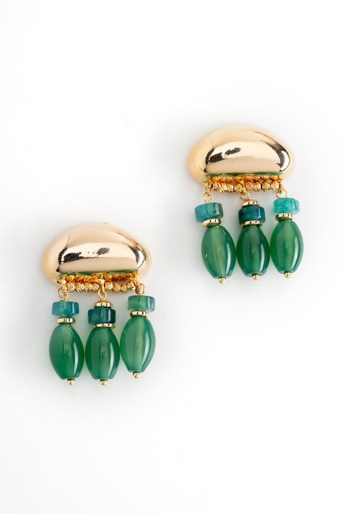 Green Short Chandelier Earrings - Nakamol