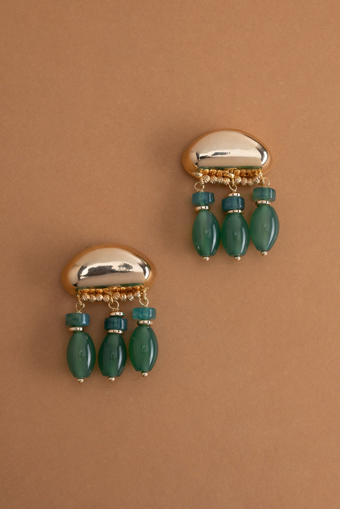 Green Short Chandelier Earrings - Nakamol