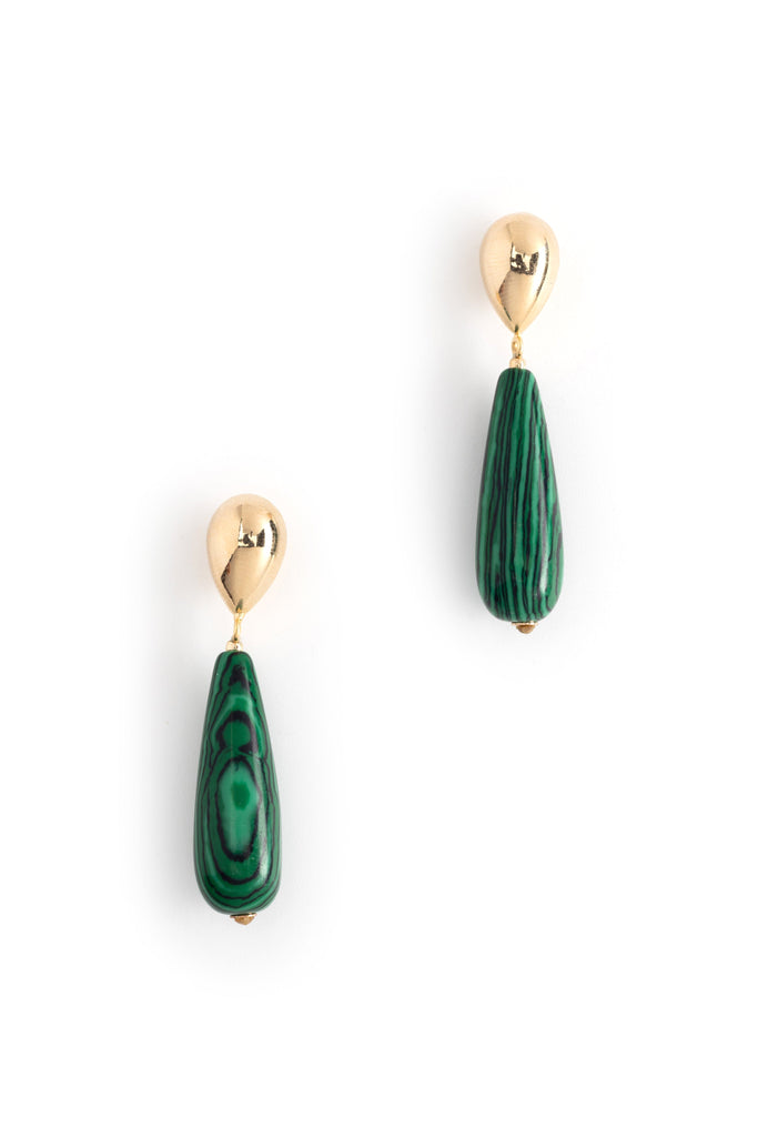 Malachite Elongated Drop Earrings - Nakamol