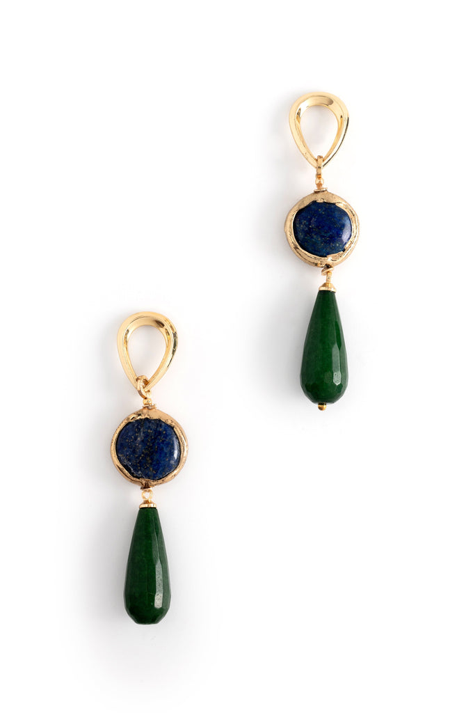 Blue Green Stone Drop Earrings - Nakamol