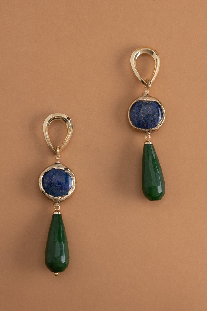 Blue Green Stone Drop Earrings - Nakamol