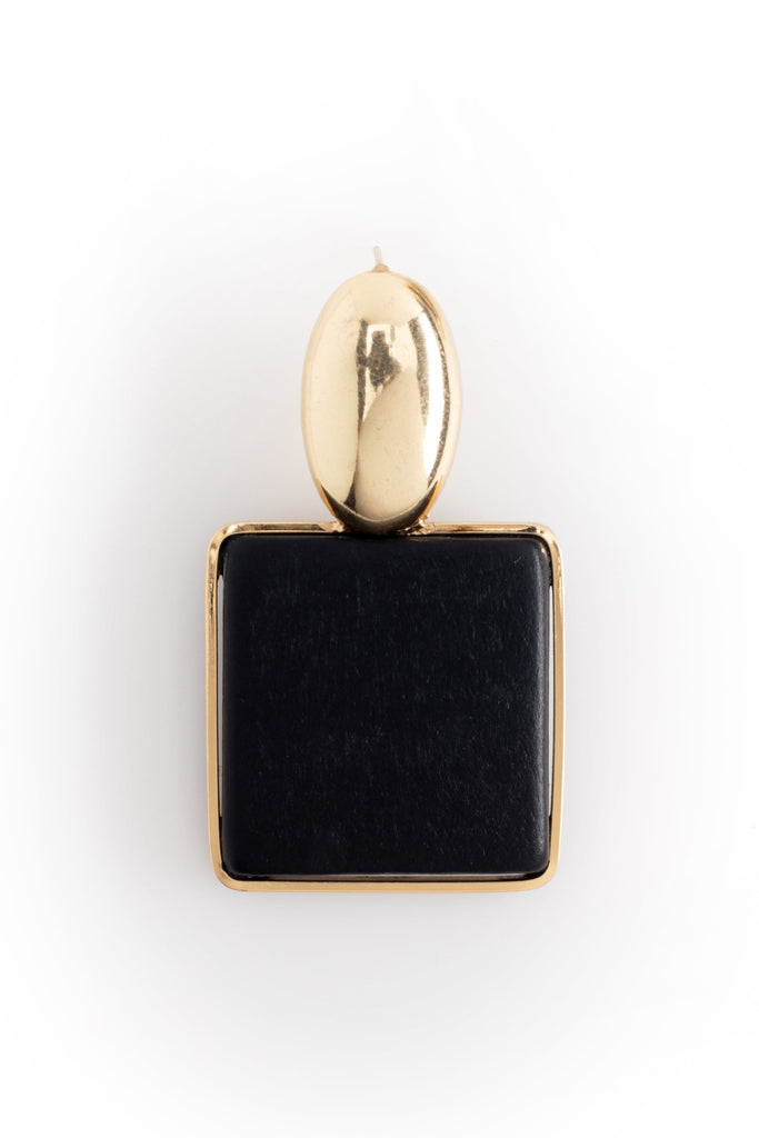 Black Square Drop Earrings - Nakamol