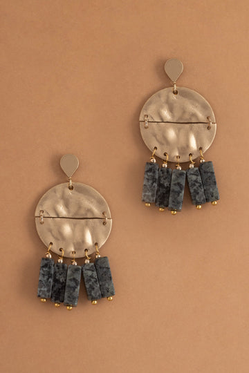 Amazonite Hammered Gold Coin Earrings - Nakamol
