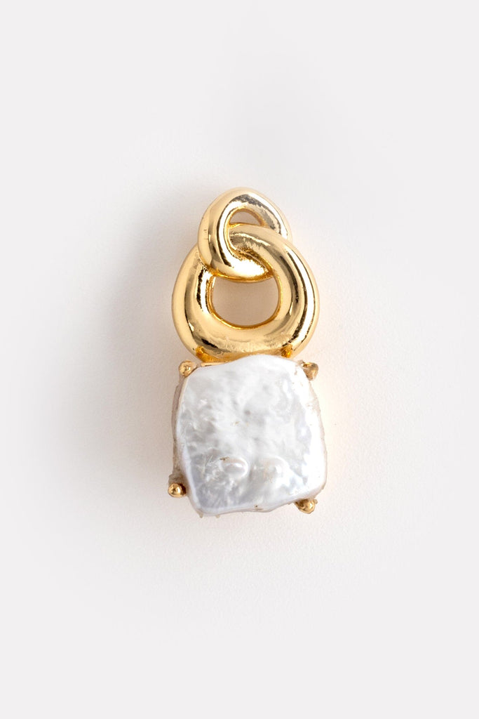Square White Pearl Drop Earrings - Nakamol