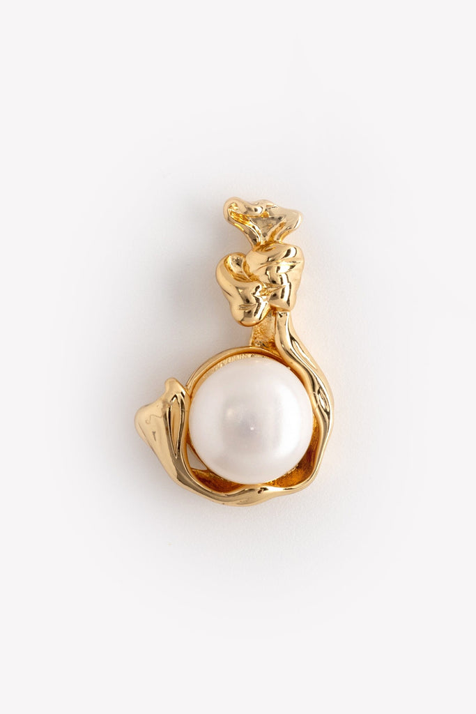 White Pearl Gold Cradle Earrings - Nakamol