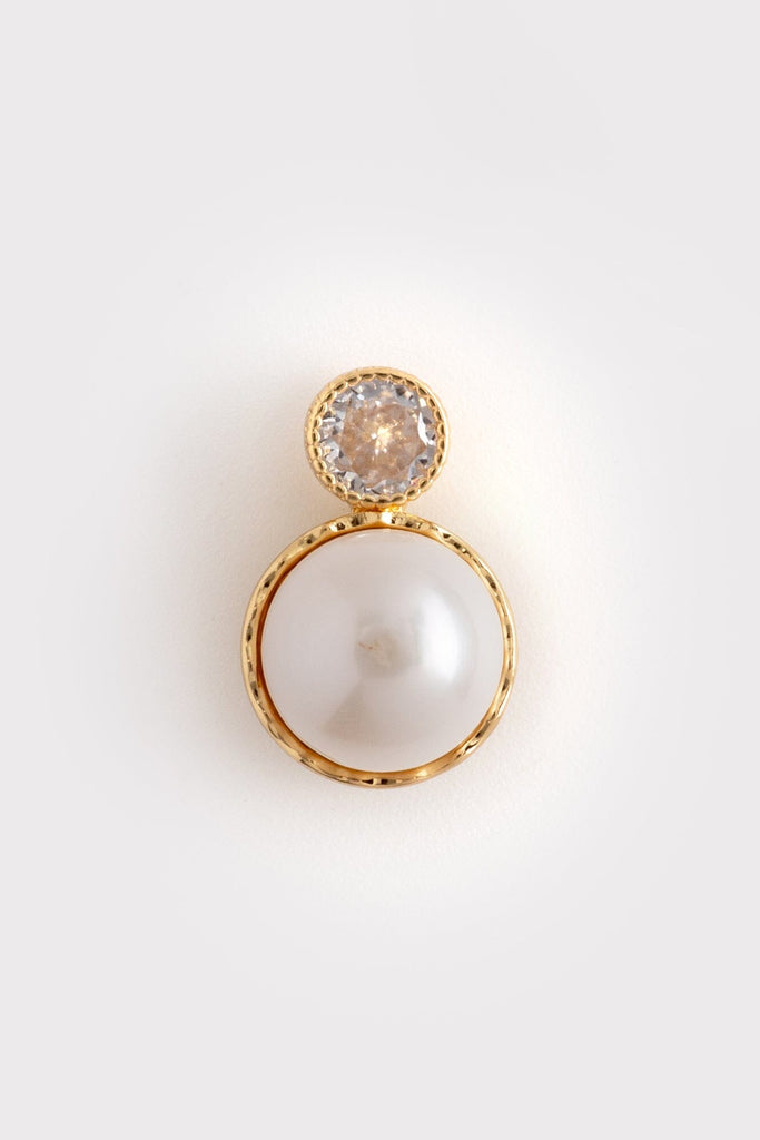 Rhinestone Round Pearl Bead Earrings - Nakamol