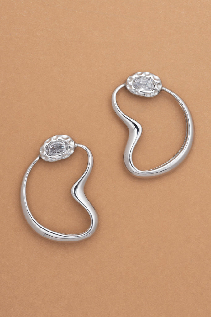 Clear Crystal Curved Earrings - Nakamol