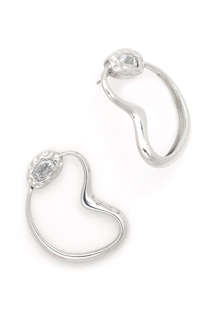 Clear Crystal Curved Earrings - Nakamol