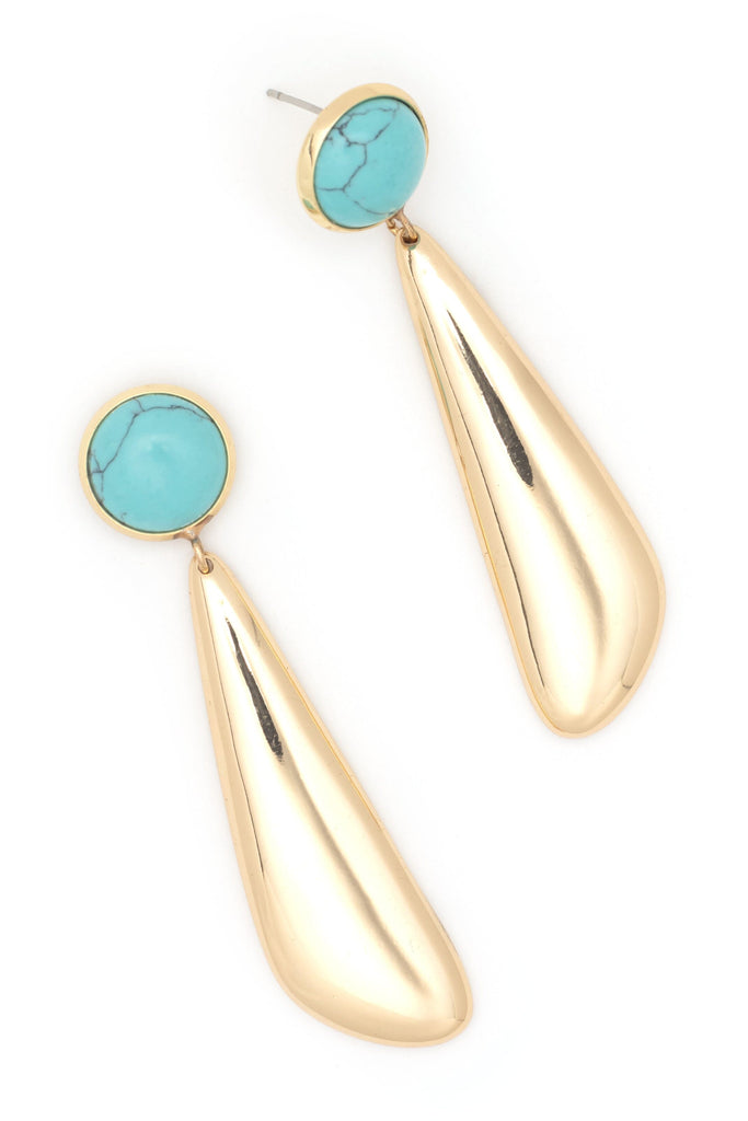 Sleek Gold Turquoise Earrings - Nakamol