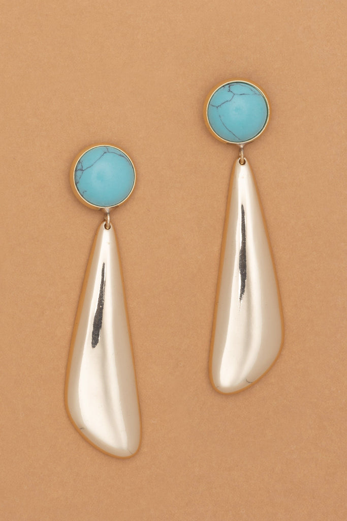 Sleek Gold Turquoise Earrings - Nakamol