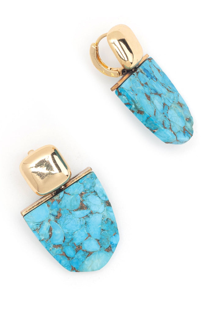 Turquoise Short Gold Earrings - Nakamol