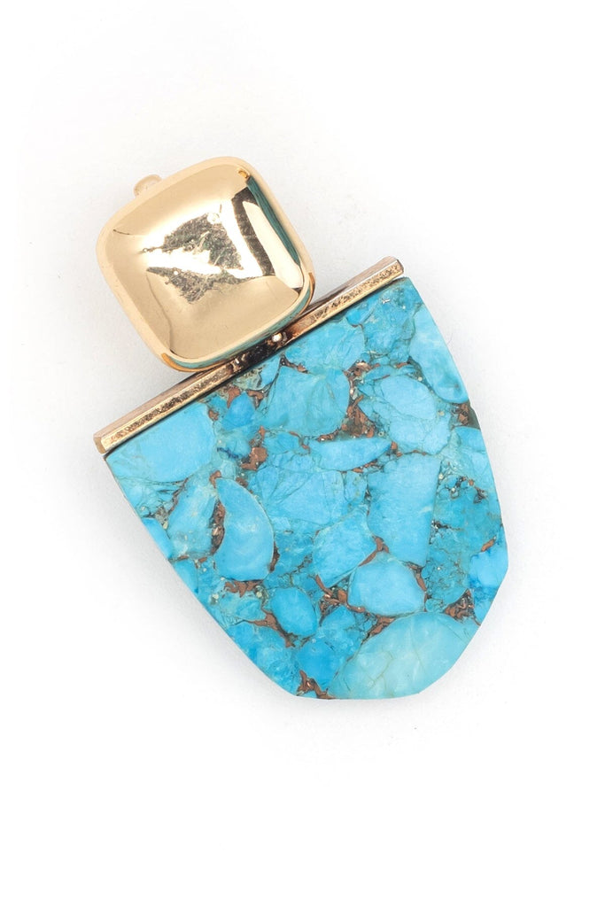 Turquoise Short Gold Earrings - Nakamol