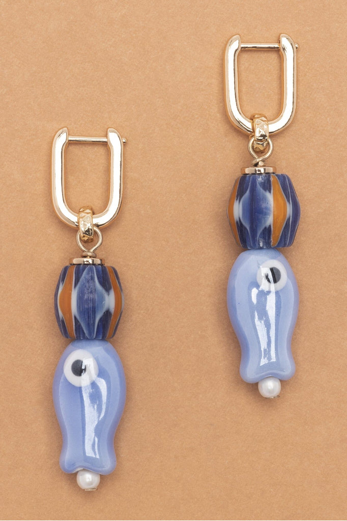 Lucky Blue Fish Drop Earrings - Nakamol