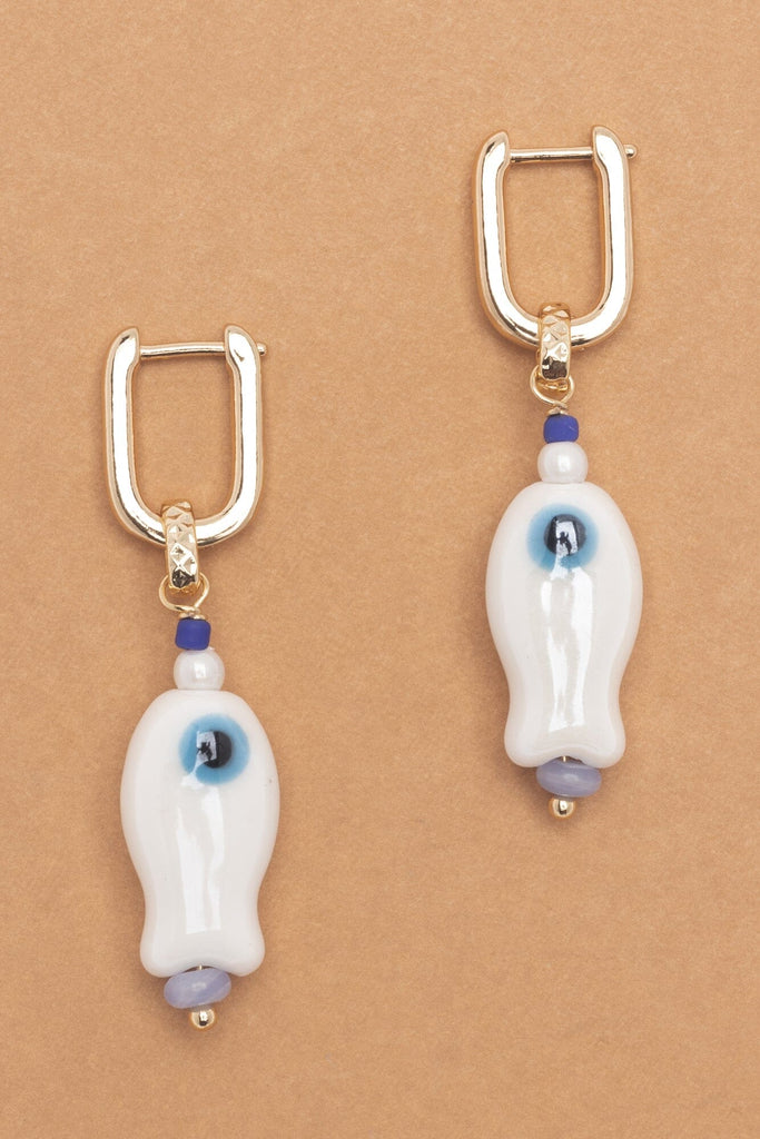 Lucky White Fish Drop Earrings - Nakamol