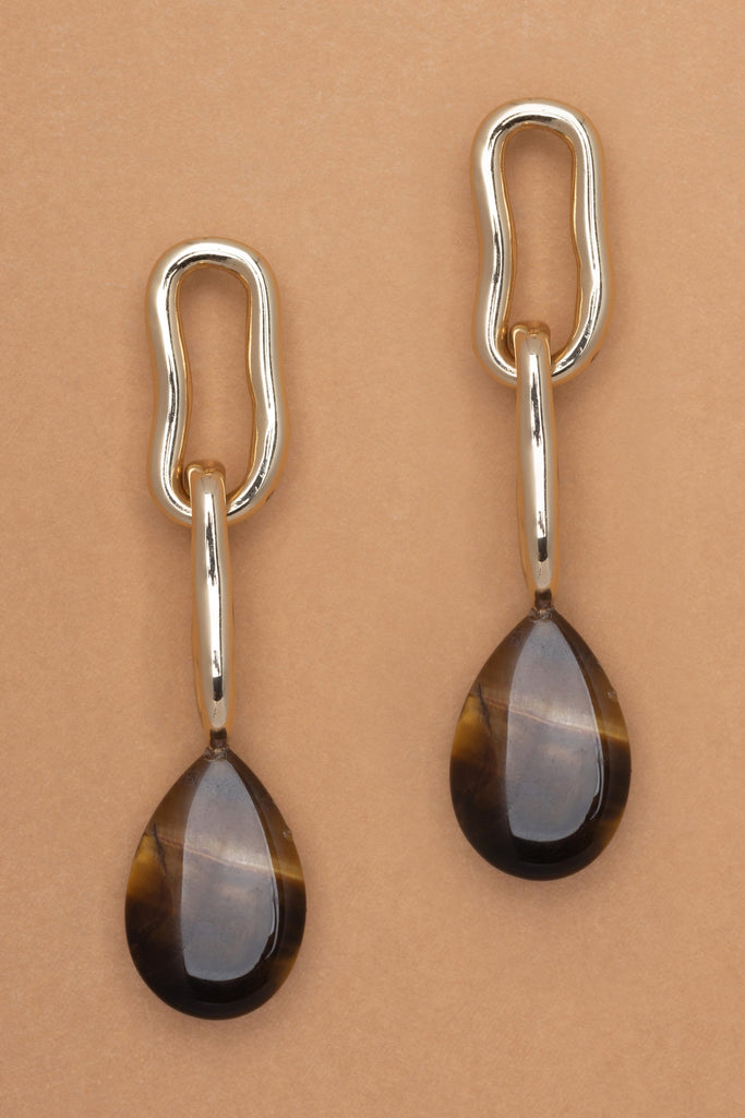 Tiger Eye Double Link Fold Earrings - Nakamol