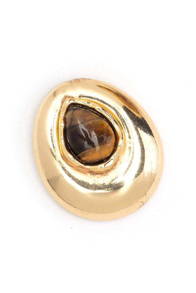 Tiger Eye Gold Stud Earrings - Nakamol
