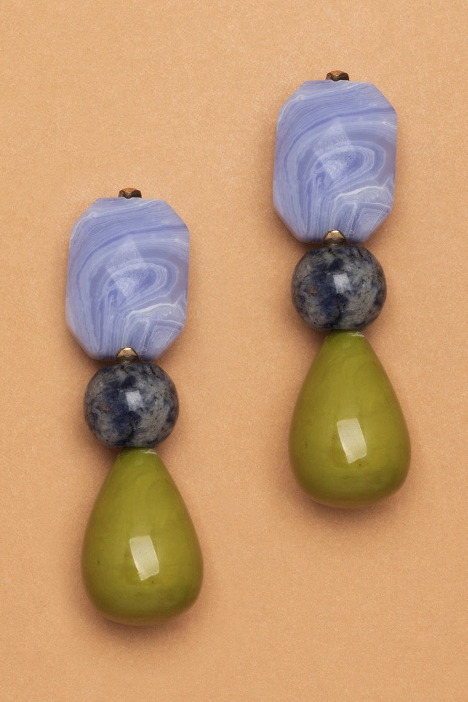 BLUE LACE AGATE SODALITE EARRINGS - Nakamol