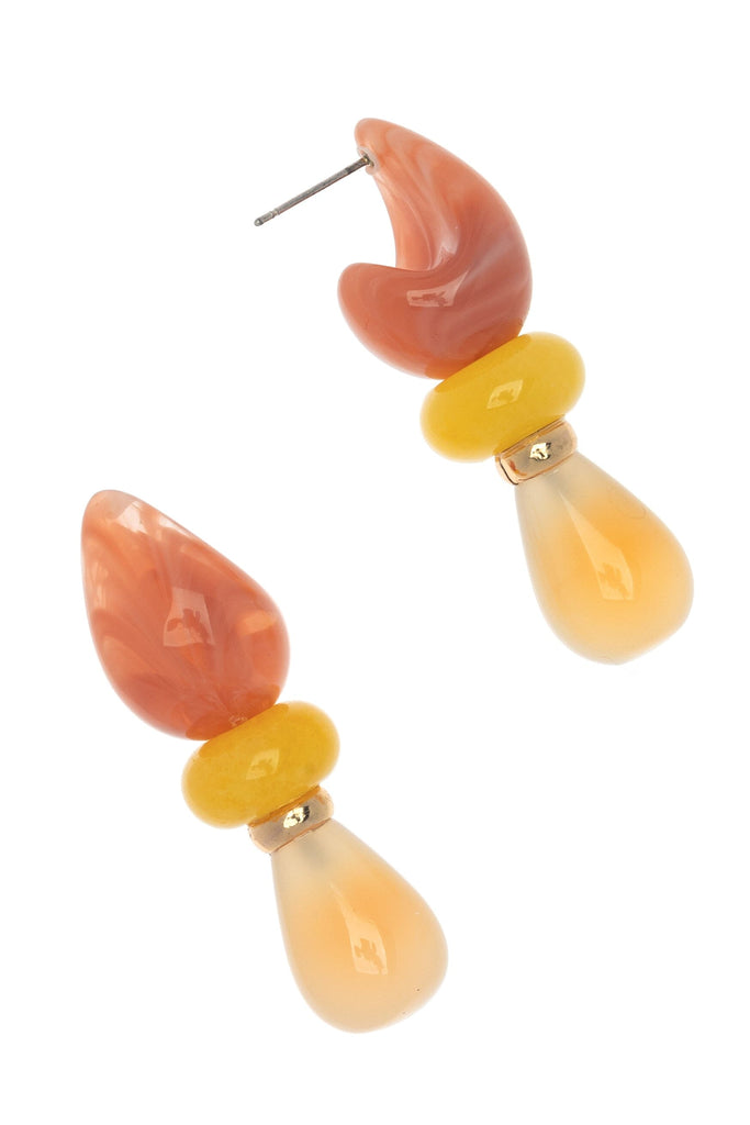ORANGE RESIN YELLOW JADE AND AGATE EARRINGS - Nakamol