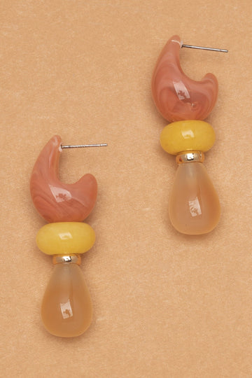 ORANGE RESIN YELLOW JADE AND AGATE EARRINGS - Nakamol