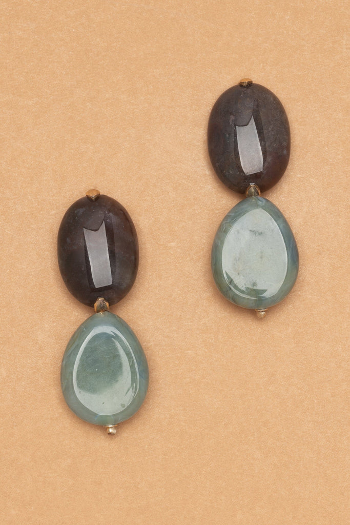 MOSS AGATE RESIN BEADS EARRINGS - Nakamol