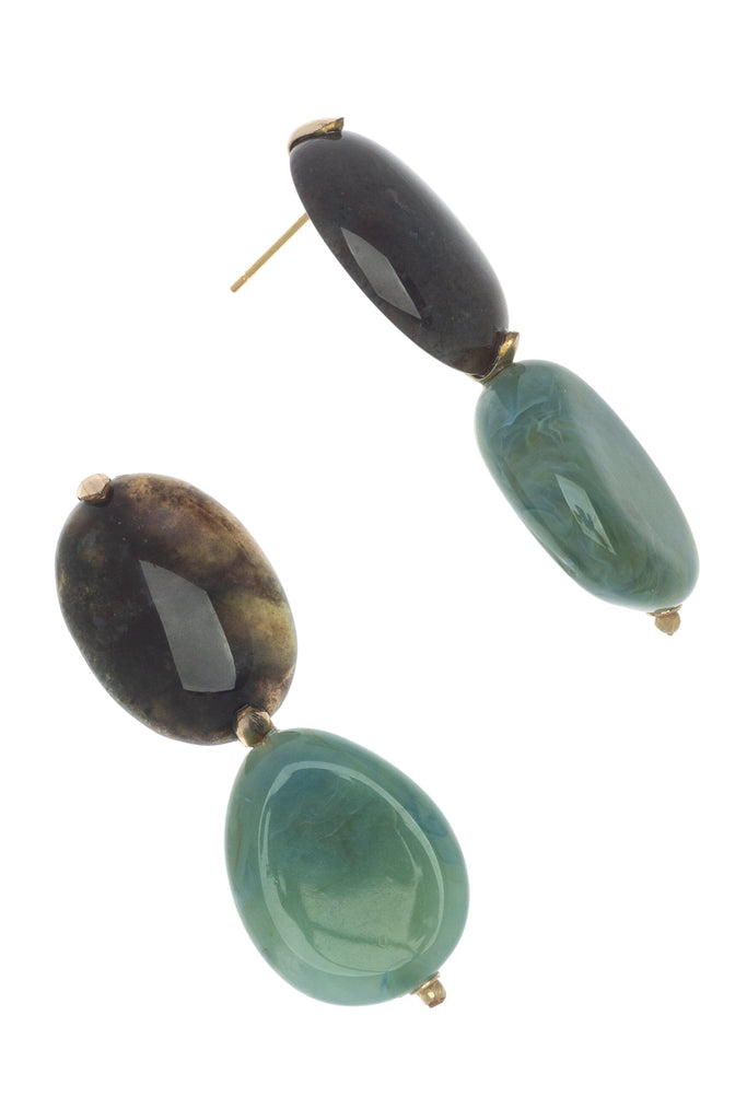 MOSS AGATE RESIN BEADS EARRINGS - Nakamol