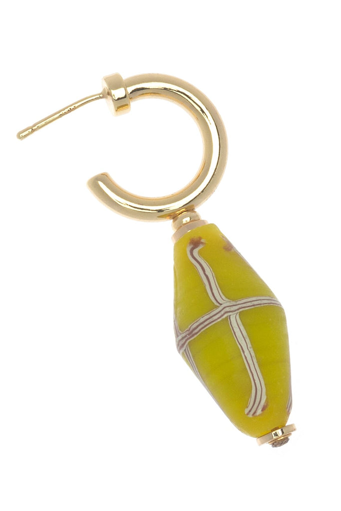 GREEN INDIAN BEADS WITH BRASS EARRINGS - Nakamol