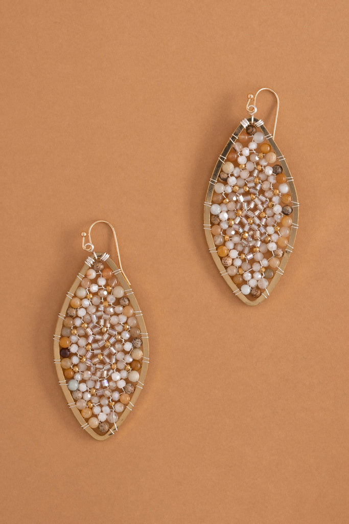 Sparkling Cream Beaded Earrings - Nakamol