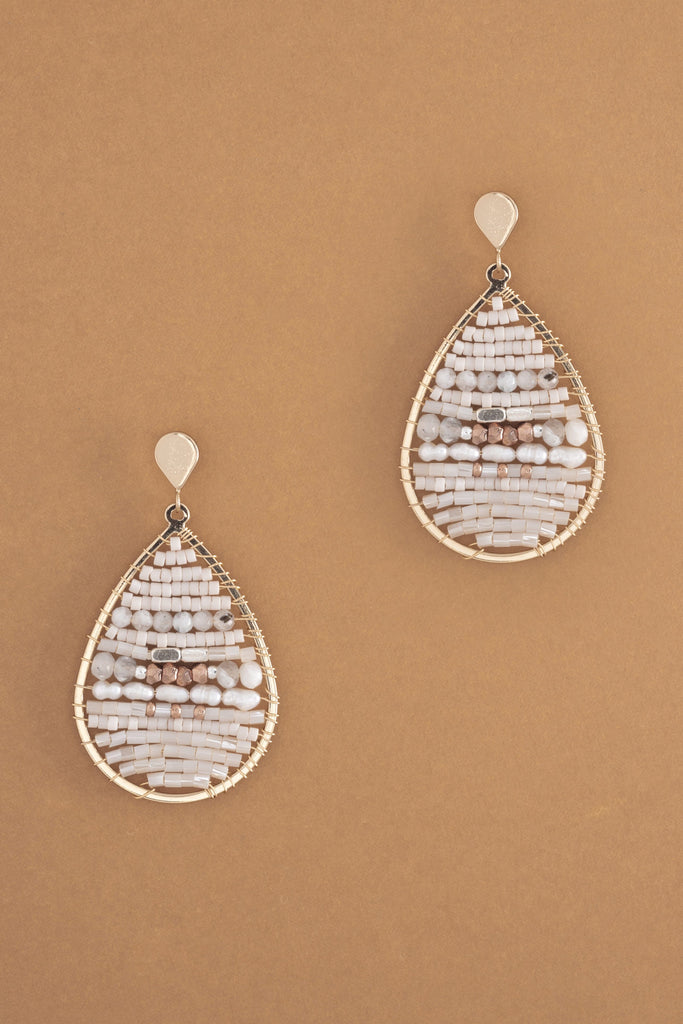 Sparkly White Beaded Earrings - Nakamol