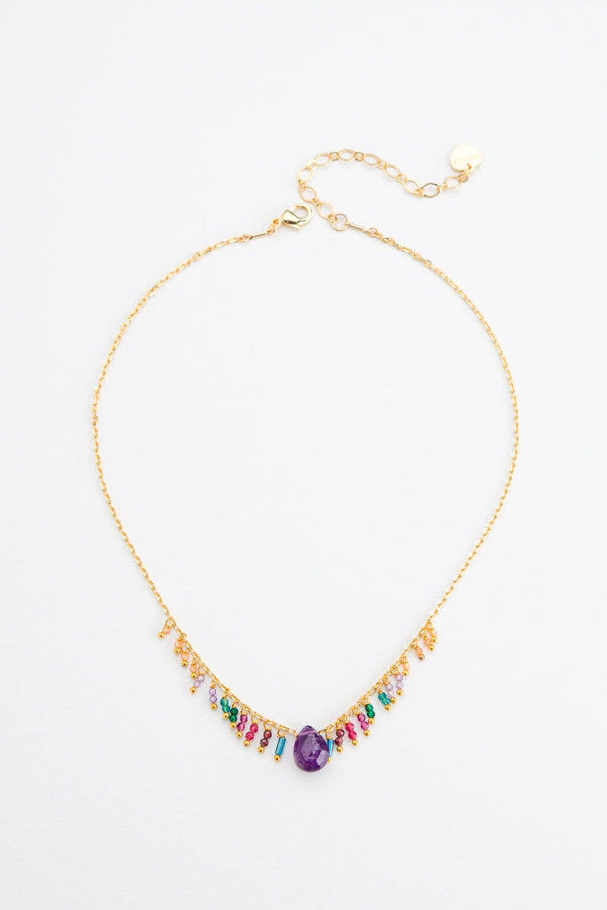 Purple Stone Bead Charm Necklace - Nakamol