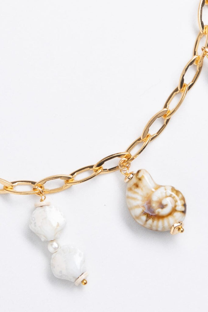 Cream Mix Charm Gold Necklace - Nakamol
