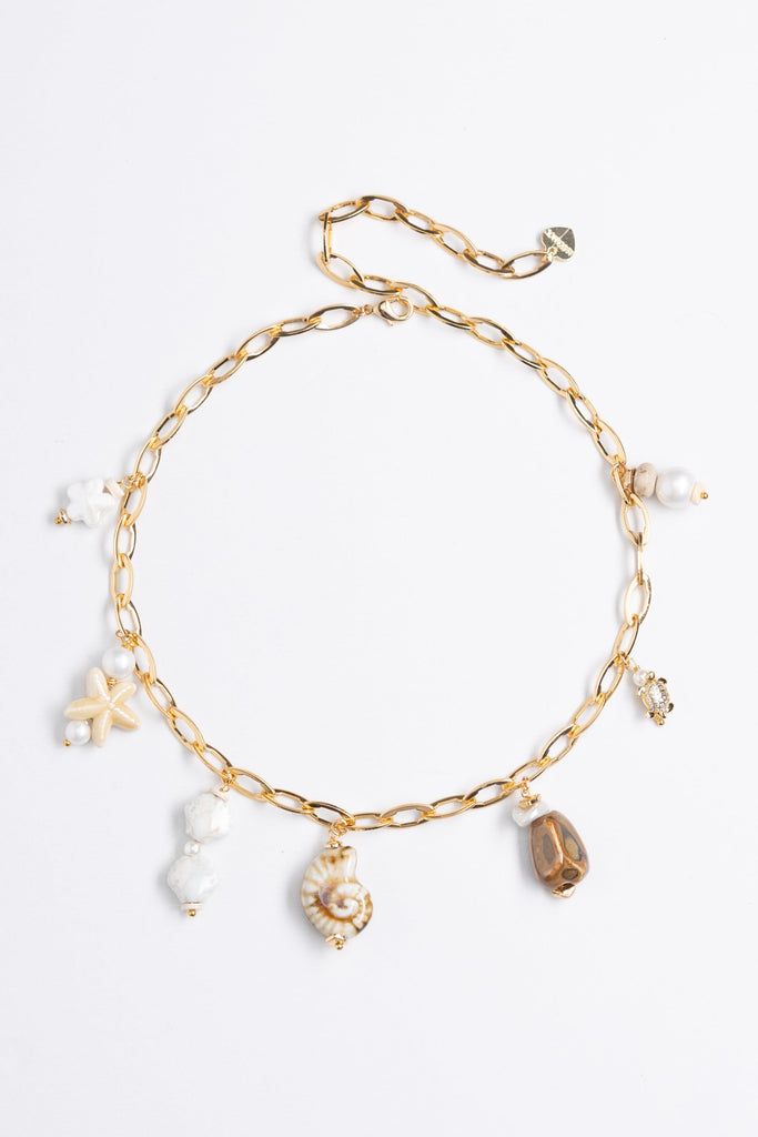 Cream Mix Charm Gold Necklace - Nakamol