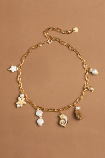 Cream Mix Charm Gold Necklace - Nakamol
