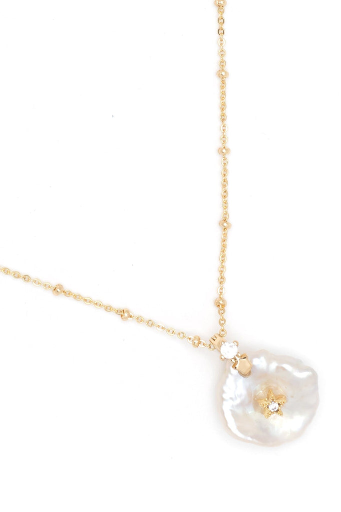 White Pearl Pendant Necklace - Nakamol